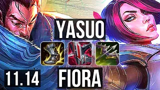 YASUO vs FIORA (TOP) | 2.5M mastery, 900+ games, 8/2/7, Dominating | KR Diamond | v11.14