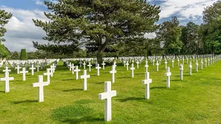 Normandy American Cemetery drone footage