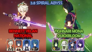 Bennett Yelan Double Hydro National & Tighnari Mona Quickbloom - Spiral Abyss 3.8 - Genshin Impact