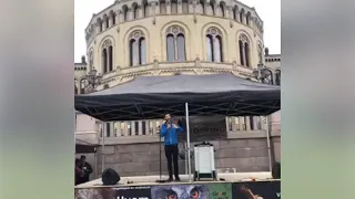 Nei til vindkraft i norsk natur - Bjørnar Moxnes' appell foran Stortinget 08-09-19