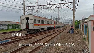 KRL BUNTUNG !! KLB KRL JR 205 Bawa Potongan Rangkaian KRL JR 203