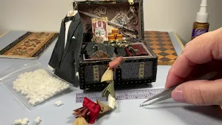 Miniature show & share of an assembled & decorated 1:12 trunk kit for a magician’s stage display