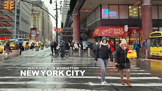 [Full Version] NEW YORK CITY - Rainy Day in Manhattan, 8th Ave, Columbus Ave, Central Park West, 4K