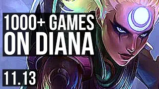 DIANA vs YONE (MID) | 13/0/4, Legendary, 1.8M mastery, 1000+ games | BR Grandmaster | v11.13