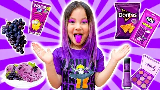 FAZENDO TUDO ROXO POR UM DIA INTEIRO !!  | YU e FAMÍLIA