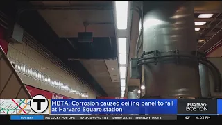 Corroded ceiling panel falls at Harvard Square station