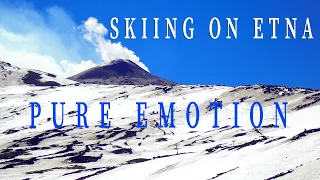 Skiing on Etna Volcano. Pure Emotion. Etna Nord, Piano Provenzana, Sicily.