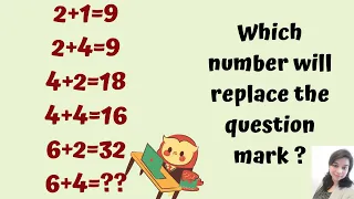 2+1=9 2+4=9 4+2=18 4+4=16 6+2=32 6+4=?? What number will replace the question marks?