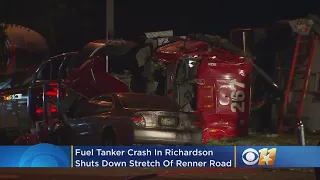 Fuel Tanker Crash In Richardson Shuts Down Road For Hours, Injures 1