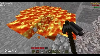 Minecraft b1.7.3 mining lava with the Infinity hacked client