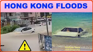 Hong Kong Floods 2023 and What To Do With a Submerged Tesla? TESLACAM Heaviest Rainfall on Record!