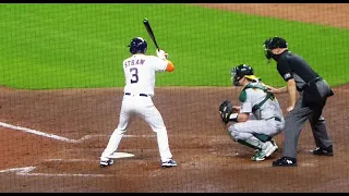 Myles Straw at bat (base hit)...2021 Home Opener...Astros vs. A's...4/8/21