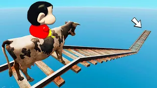 SHINCHAN Riding a Cow - Crazy IMPOSSIBLE PARKOUR GTA | SHINCHAN montando uma Vaca Parkour