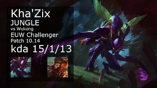 Kha'Zix Jungle vs Wukong - EUW Challenger 15/1/13 Patch 10.14 Gameplay