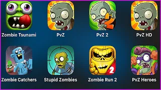 8 Zombie Games: Zombie Tsunami,Plants vs Zombies 1-2,Zombie Catchers,Stupid Zombies,Zombie Run 2