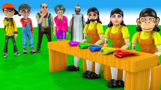 Scary Teacher 3D vs Squid Game Who Can Match the Fruit and Win $100,000 Level Max 4 Times Challenge