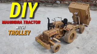 How To Make Rc Mahindra Tractor With Hydraulic Trolley From Cardboard And Homemade ll DIY 🔥🔥