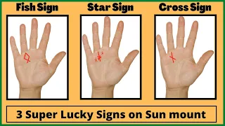 3 Super Lucky Signs on Sun mount in hand | Fish, Star, Cross Signs in Palmistry