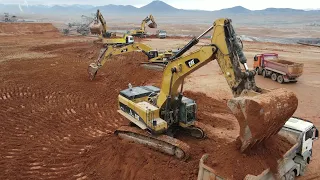 Four Caterpillar 385C Excavators Loading Mercedes & MAN Trucks - Sotiriadis/Labrianidis Mining Works