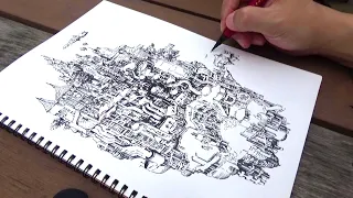 散歩でDrawing : うなぎ屋と公園で1枚の絵を描く