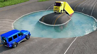 Cars vs Giant Pit Bulge x Giant Speed Bump x Giant Ramp▶️ BeamNG Drive