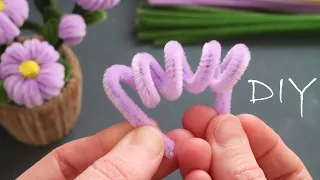 😲HOW IS THIS POSSIBLE😲How to make flowers from #pipecleaners 🌺Violets in a pot