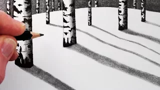 How to Draw Trees in the Snow: Simple Narrated Drawing Tutorial