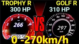 2020 Renault Megane RS Trophy R 300 HP vs VW Golf R 310 HP -Acceleration Autobahn 0 -250km/h