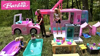 Barbie and Ken NEW Camper and RV Trip to Mountains with Barbie Sister Chelsea Lost in a Woods