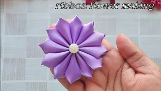 DIY : How to make an adorable ribbon flower in just few minutes / DIY ribbon flowers making