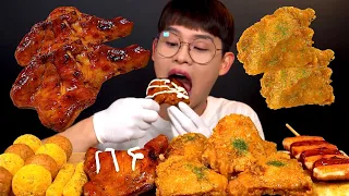 ASMR 🍁버터갈릭치킨 자메이카통다리구이 뿌링치즈스틱 치즈볼 소떡소떡 먹방~!! Sweet Chicken Big Chicken Legs Cheese Ball MuKBang~!!