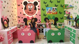 2 Sisters ❤️ BedRoom Makeover - Mickey&Minnie mouse - On Her Choice[Pink & Green] #Love #Fun