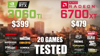 RTX 3060Ti 8GB vs RX 6700XT 12GB | I5-12400 | 1080p - 1440p - 20 Games Tested