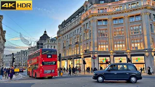 A Winter Evening in London - 2024 | London Evening Walk [4K HDR]