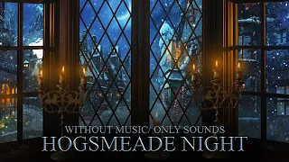 Hogsmeade Window "Winter Night"⛄ Harry potter ASMR Ambience 🎄 Fireplace & Snowfall Sounds - No Music