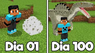 SOBREVIVI 100 DIAS NO MUNDO DE DINOSSAUROS MINECRAFT O FILME