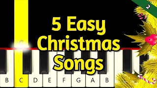 5 Very Easy Christmas Songs - Piano tutorial - Beginner