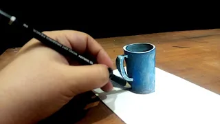 Easy Drawing 3D Cup for beginners |Trick Art on Paper | 3d illusion drawing tutorial|  💥😱