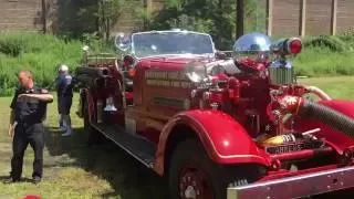 Morristown Fire 1947 Ahrens Fox drafting water in Denville