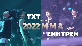 Enhypen reaction to TXT performance in 2022MMA /엔하이픈 투바투 멜몬뮤직어워드 221126 fancam