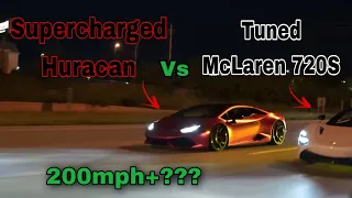 SUPERCAR NIGHT RACING (McLaren 720s vs VF Engineering Supercharged Huracan)