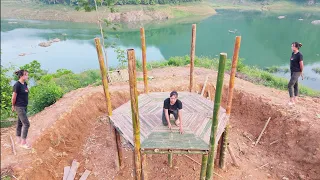 How to make a bamboo cottage- Finish the floor with pieces of bamboo-Build a Farm|Triệu Thị Hoa.Ep30