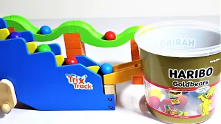 Marble Run Race ASMR☆HABA Slope & Haribo Gold Bear Gummi & TrixTrack Wave Slope