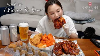 Real Mukbang▶ Rose Chicken & Jameican Jerk Chicken with Beer ☆ ft. Chocolate Ball