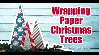 Wrapping Paper Christmas Trees - Fast and Cheap DIY Christmas Decor Ideas