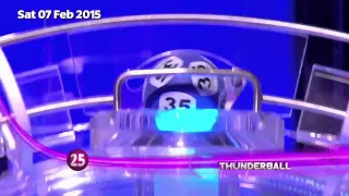 The National Lottery 'Thunderball' draw results from Saturday 7th February 2015