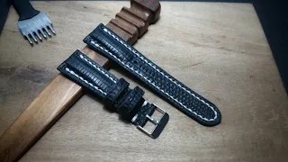 cara membuat strap jam kulit biawak/How to make a leather watch strap lizard skin