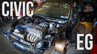 Transforming An Abandoned Civic EG Into A Racecar In 15 Minutes | 100th Video!!!