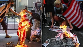 Communist revolutionaries burn American flags outside Jason Aldean concert, claiming