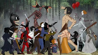 Cartoon cat vs Siren Head vs Jason, Michael, Freddy, Pennywise, Chuky, Eren Titan, + More [Dc2]